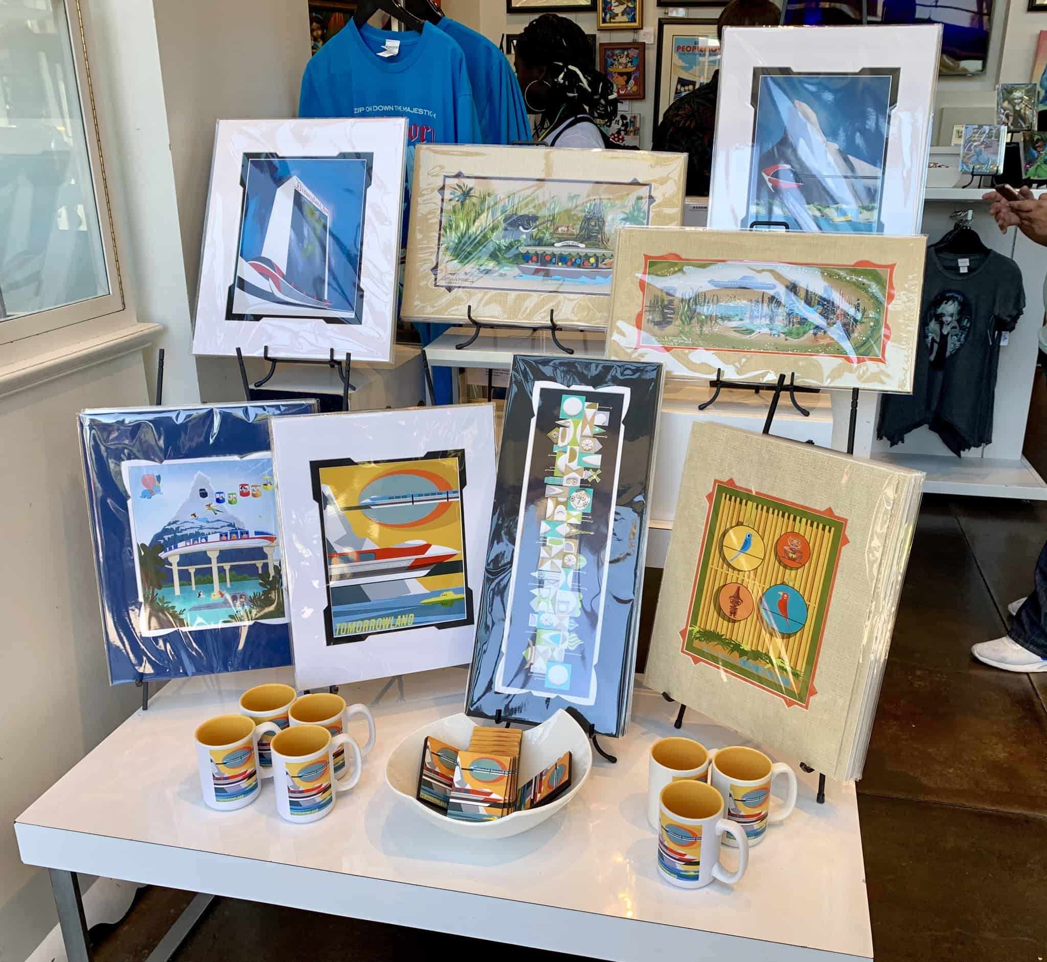 Downtown Disney District July 1 2019 Mickey and Friends Abstract Topiaries, Retro Disney Parks Collage Loungefly, and More