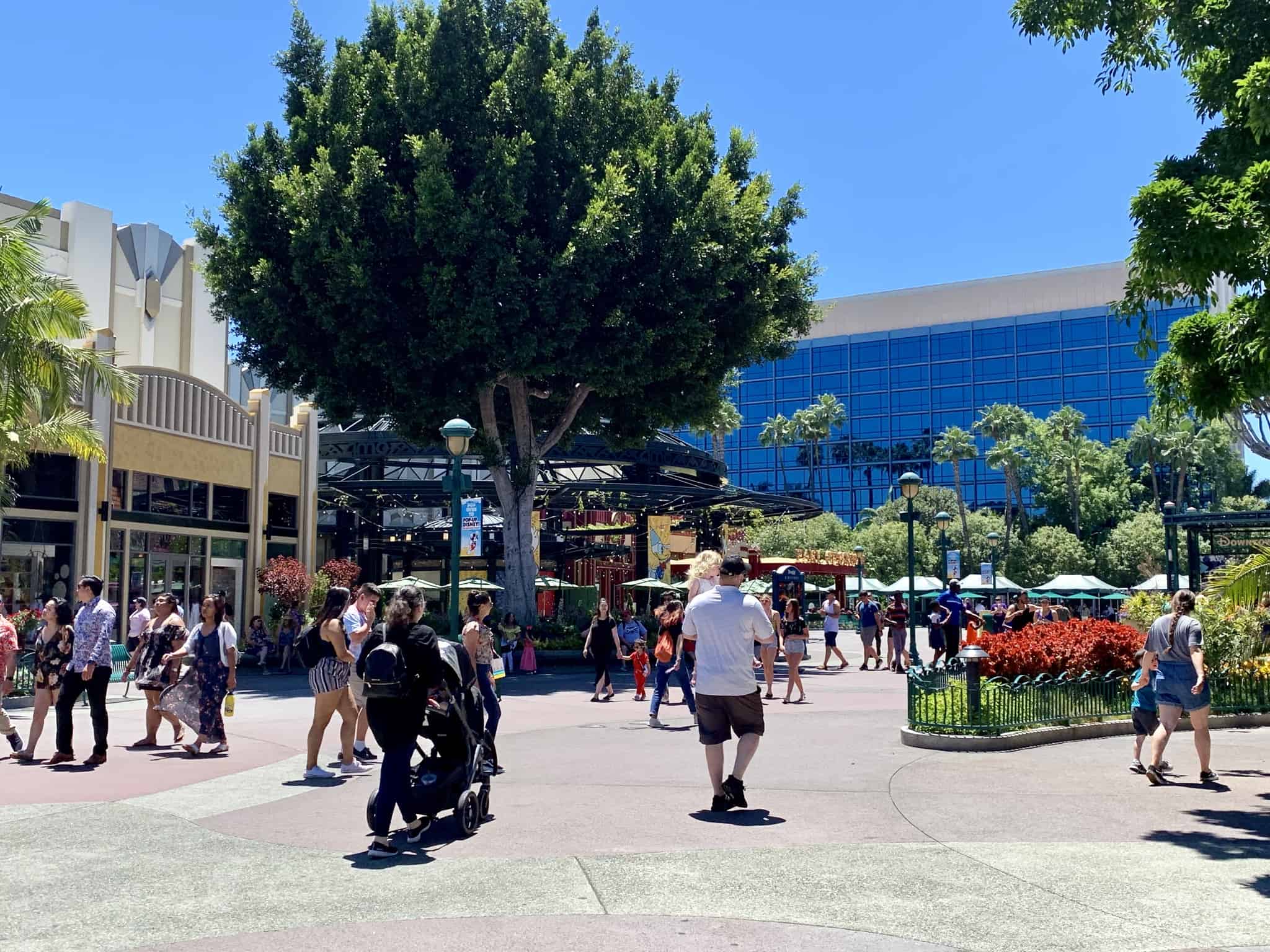 Downtown Disney District July 1 2019 Mickey and Friends Abstract Topiaries, Retro Disney Parks Collage Loungefly, and More