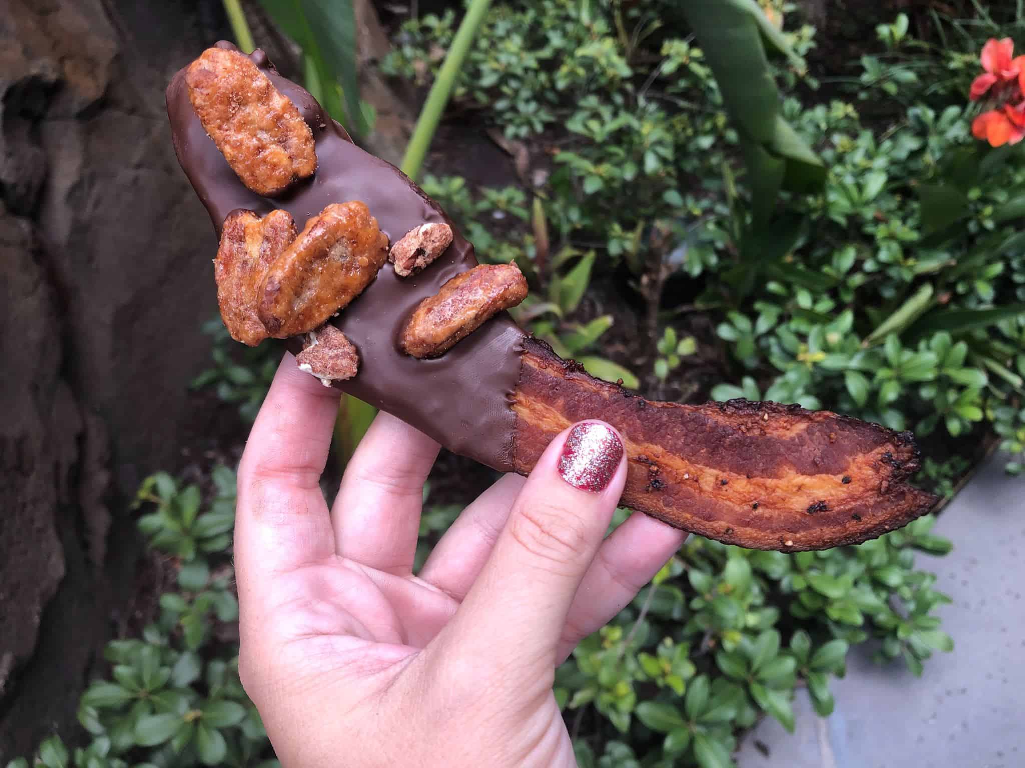 Cinnamon Pecan Chocolate dipped bacon from Kona Island