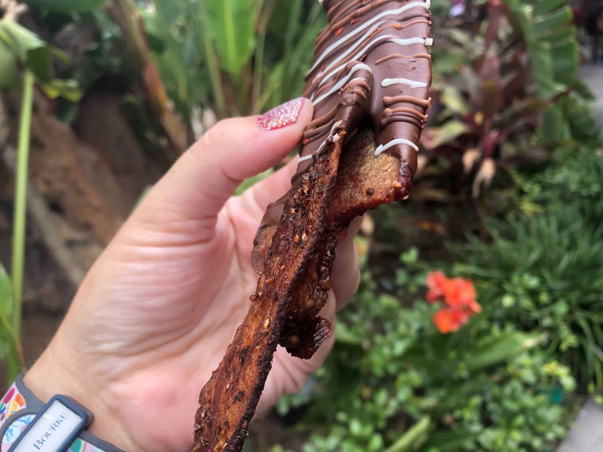 Dark chocolate covered bacon