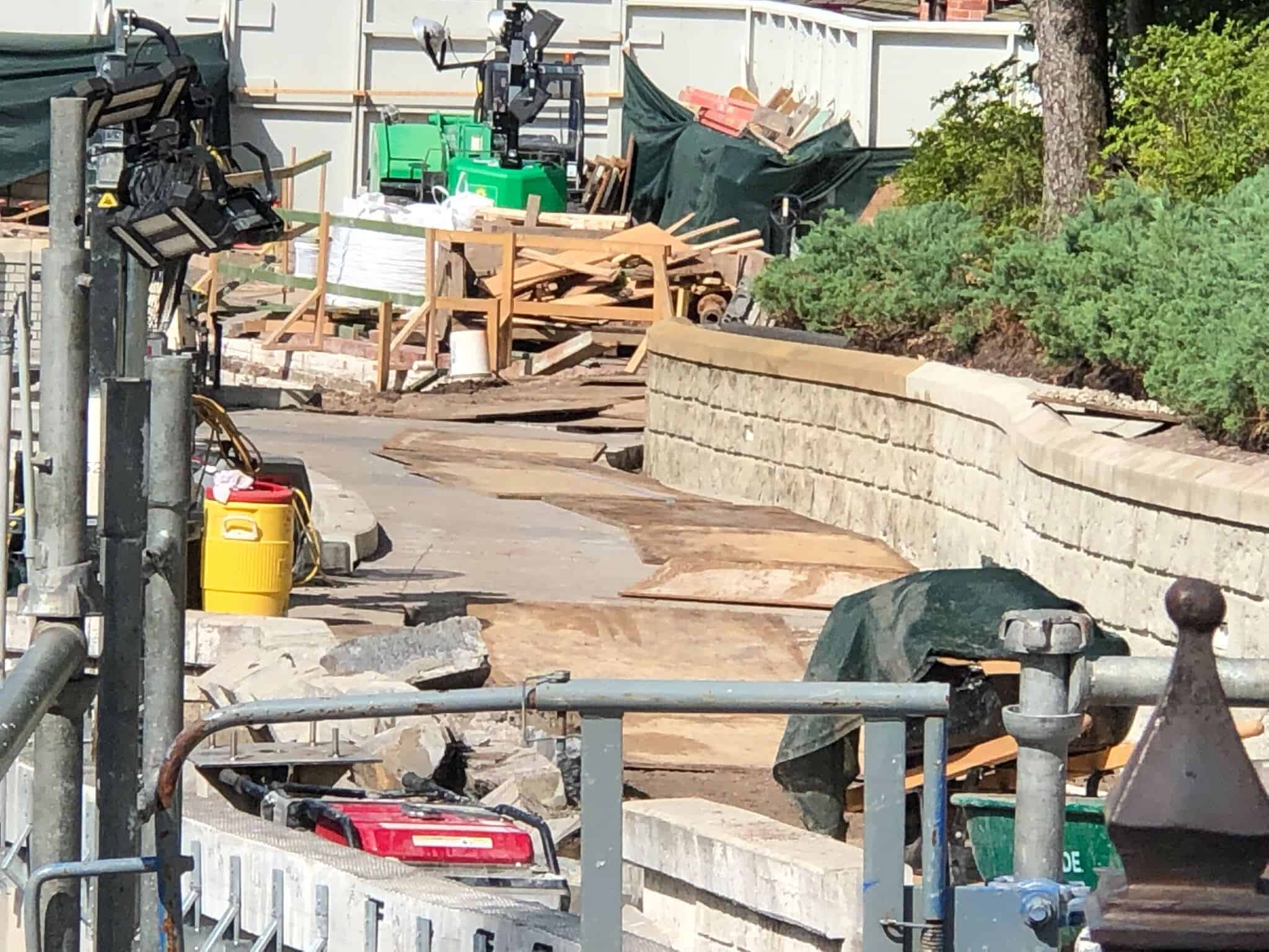 Boards over the old pathway by Cinderella Castle