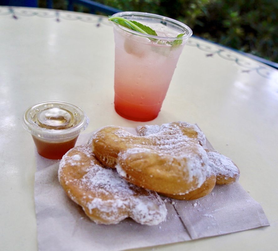Blackberry Midnight Julep and "Honey... I Do" Beignets Mint Julep Bar Haunted Mansion 50th Anniversary Disneyland