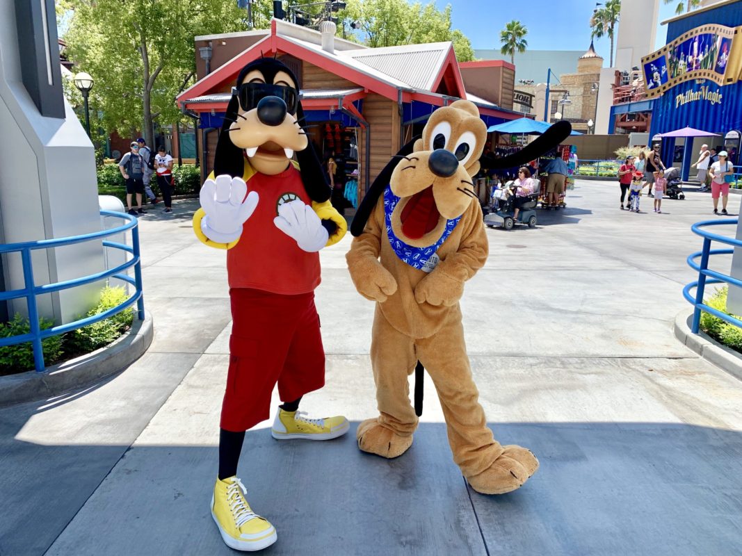 Goofy Dressed as Iron Man and Pluto Dressed in an Avengers Bandana Meet and Greet at Disney California Adventure