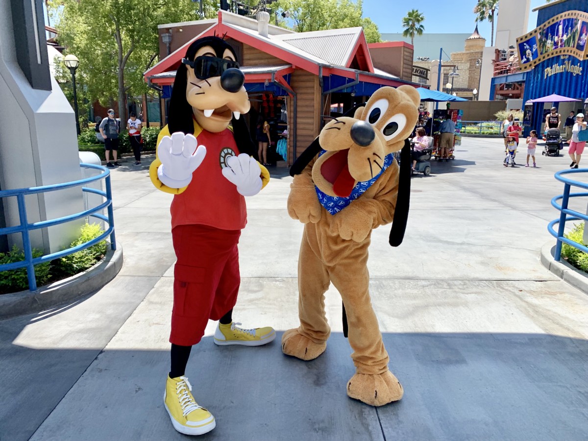 Goofy Dressed as Iron Man and Pluto Dressed in an Avengers Bandana Meet and Greet at Disney California Adventure 