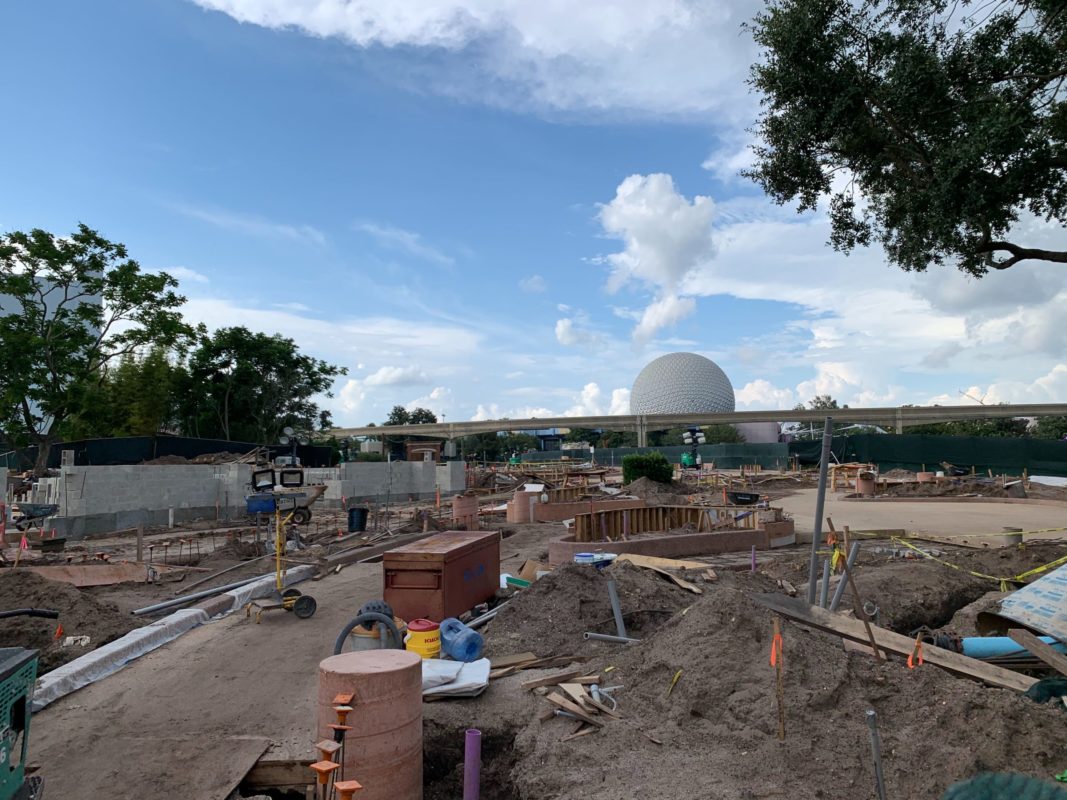 Rose Walk Pathway Construction Epcot Spaceship Earth