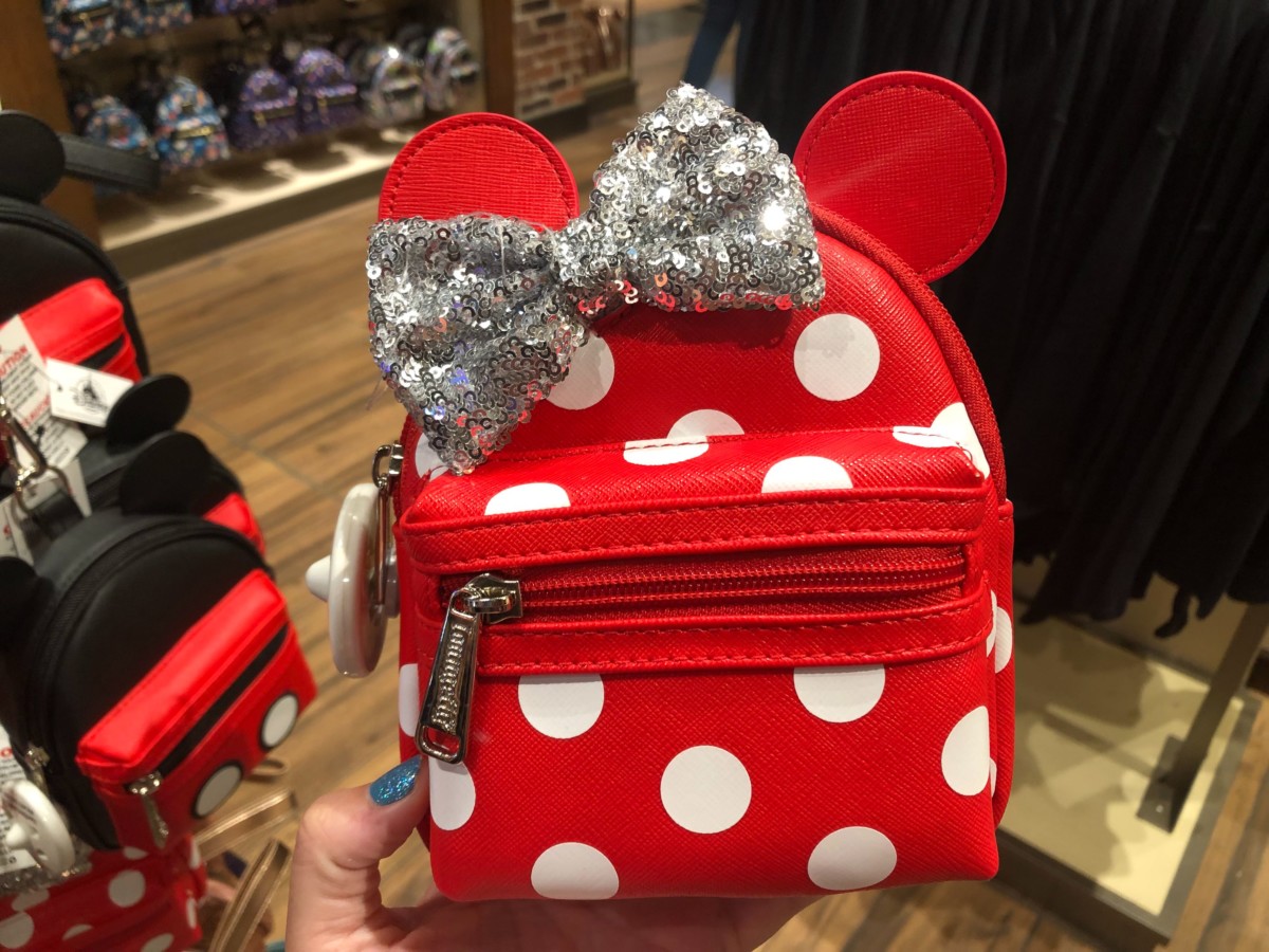 red with white polka dot mini backpack
