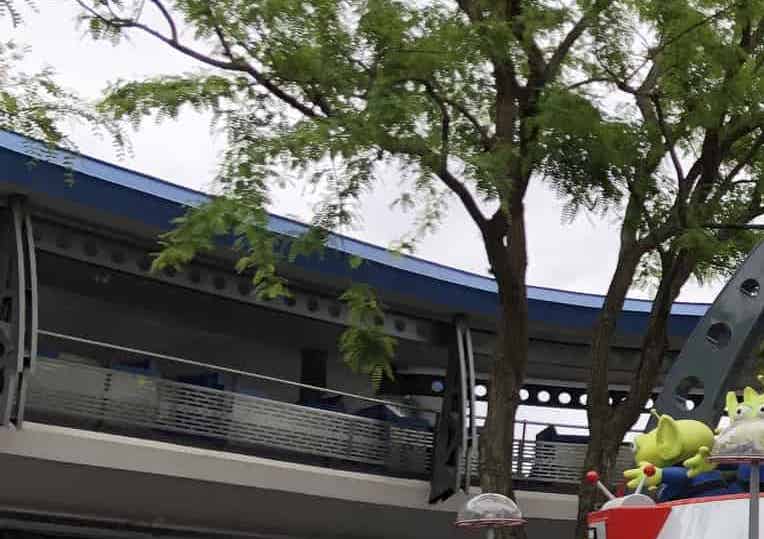 The Tomorrowland Peoplemover with exposed structure