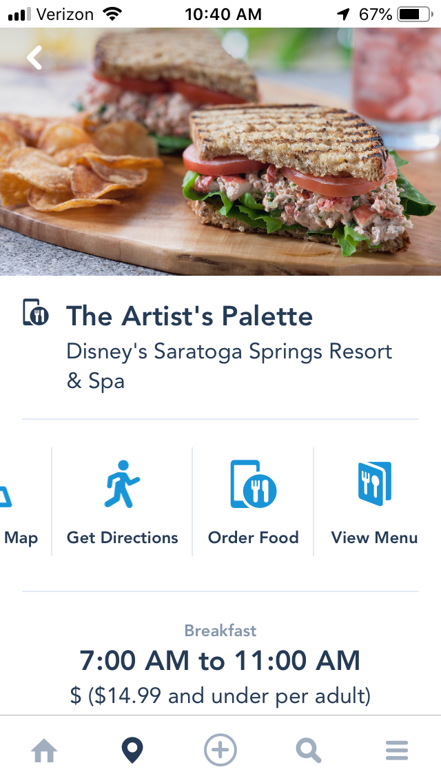 The Artist's Palette Mobile Order Disney's Saratoga Springs Resort and Spa