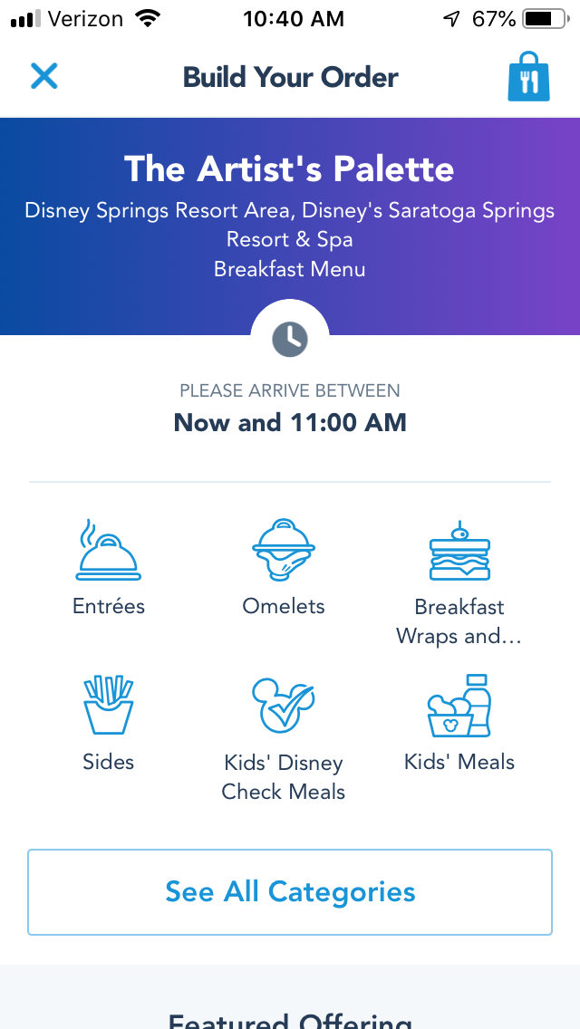 The Artist's Palette Mobile Order Disney's Saratoga Springs Resort and Spa