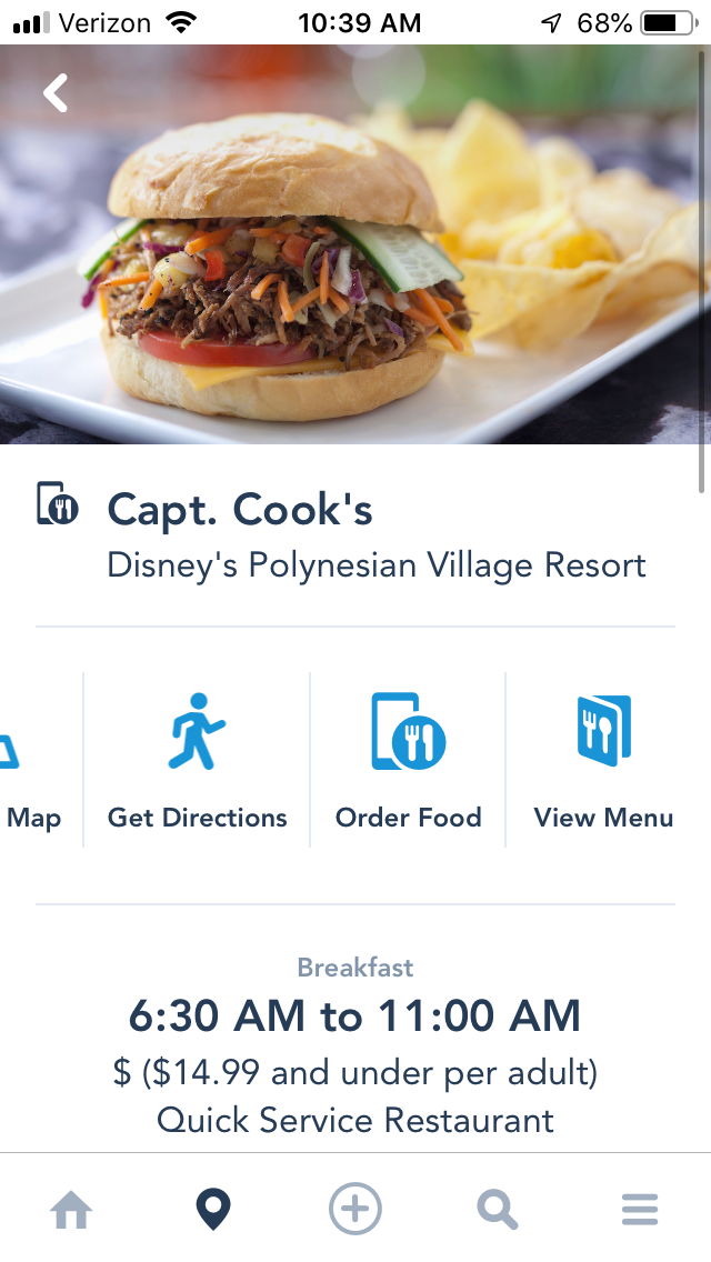 Capt. Cook's Captain Cook's Mobile Order Disney's Polynesian Village Resort