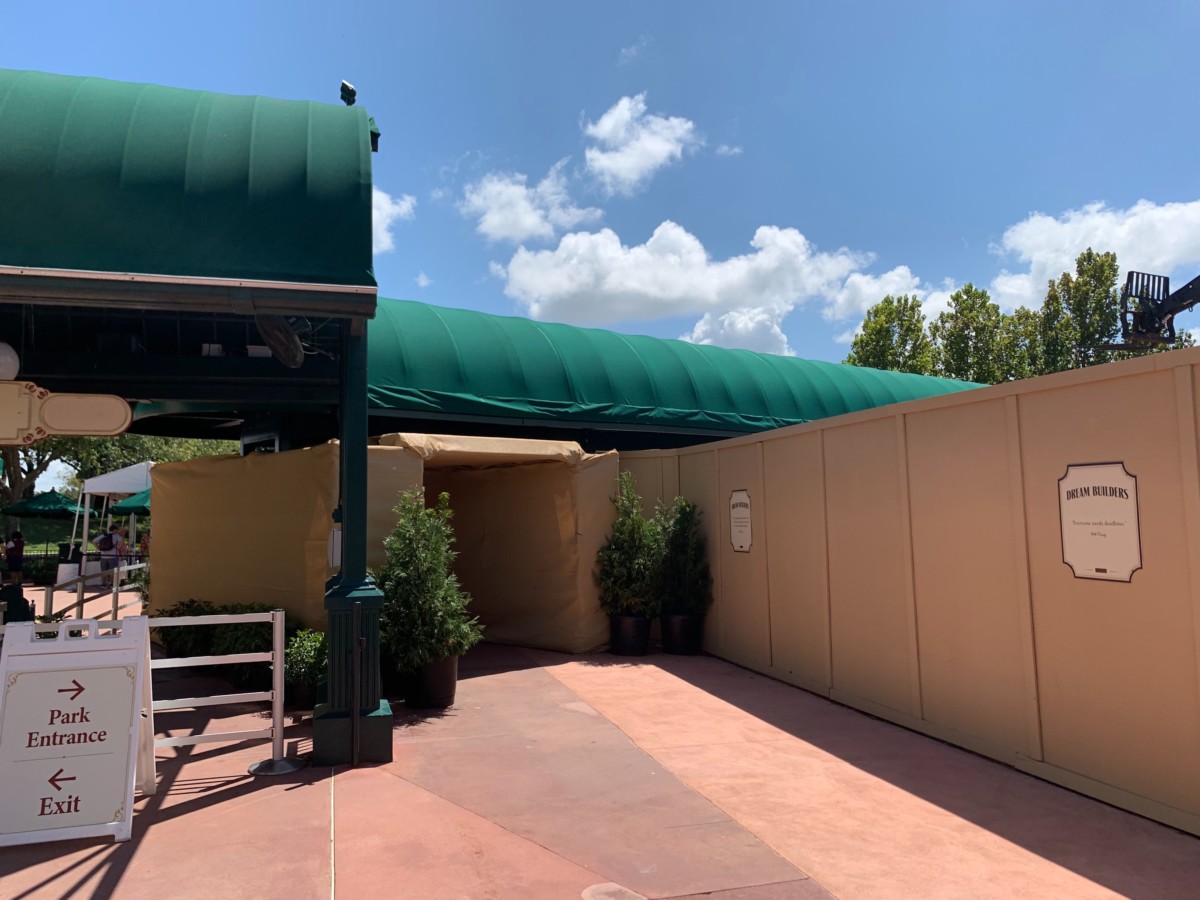 Constructions Continues on the International Gateway Entrance Structure at Epcot 