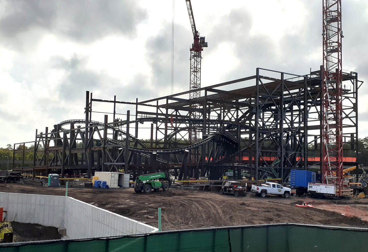 A view of TRON Lightcycle Power Run construction