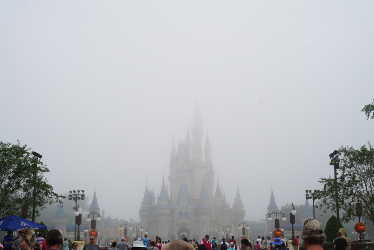 hazy cinderella castle magic kingdom