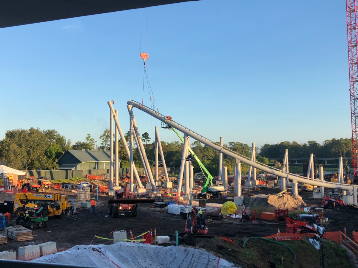 First Exterior Roller Coaster Track Pieces Installed for TRON Lightcycle Run at the Magic Kingdom