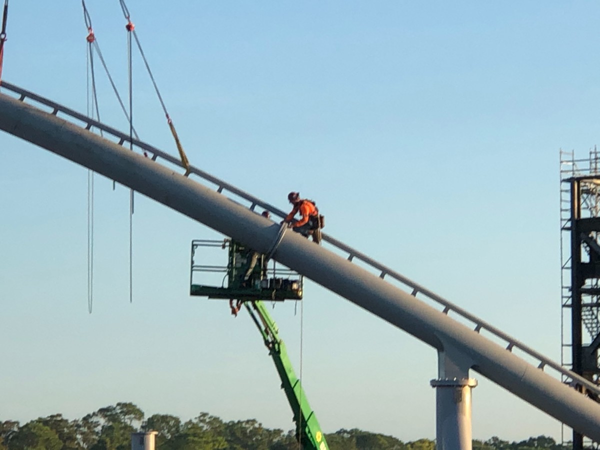 First Exterior Roller Coaster Track Pieces Installed for TRON Lightcycle Run at the Magic Kingdom