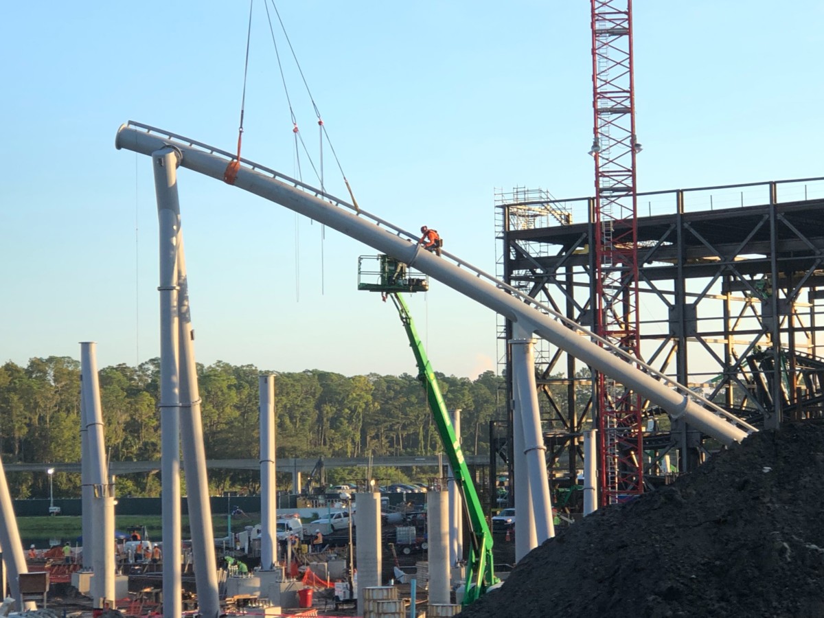 First Exterior Roller Coaster Track Pieces Installed for TRON Lightcycle Run at the Magic Kingdom