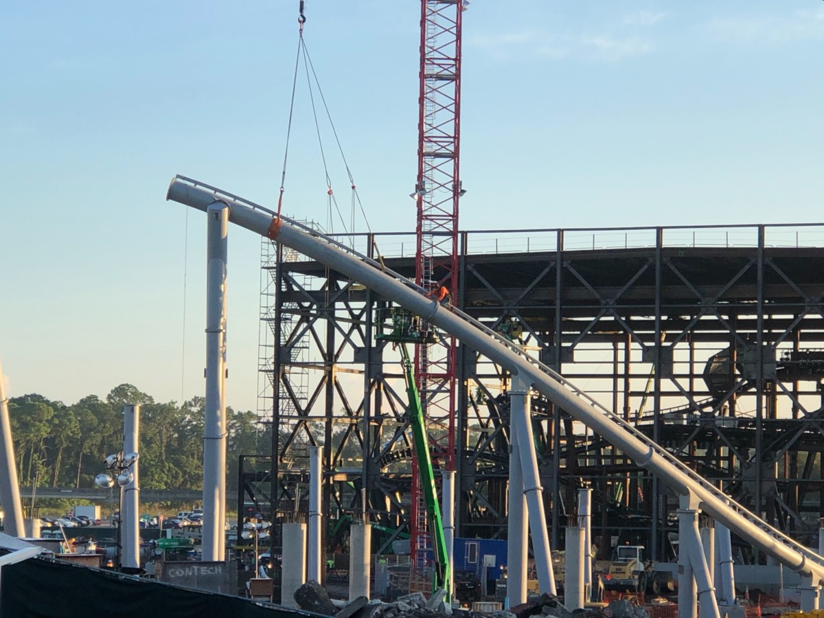 First Exterior Roller Coaster Track Pieces Installed for TRON Lightcycle Run at the Magic Kingdom