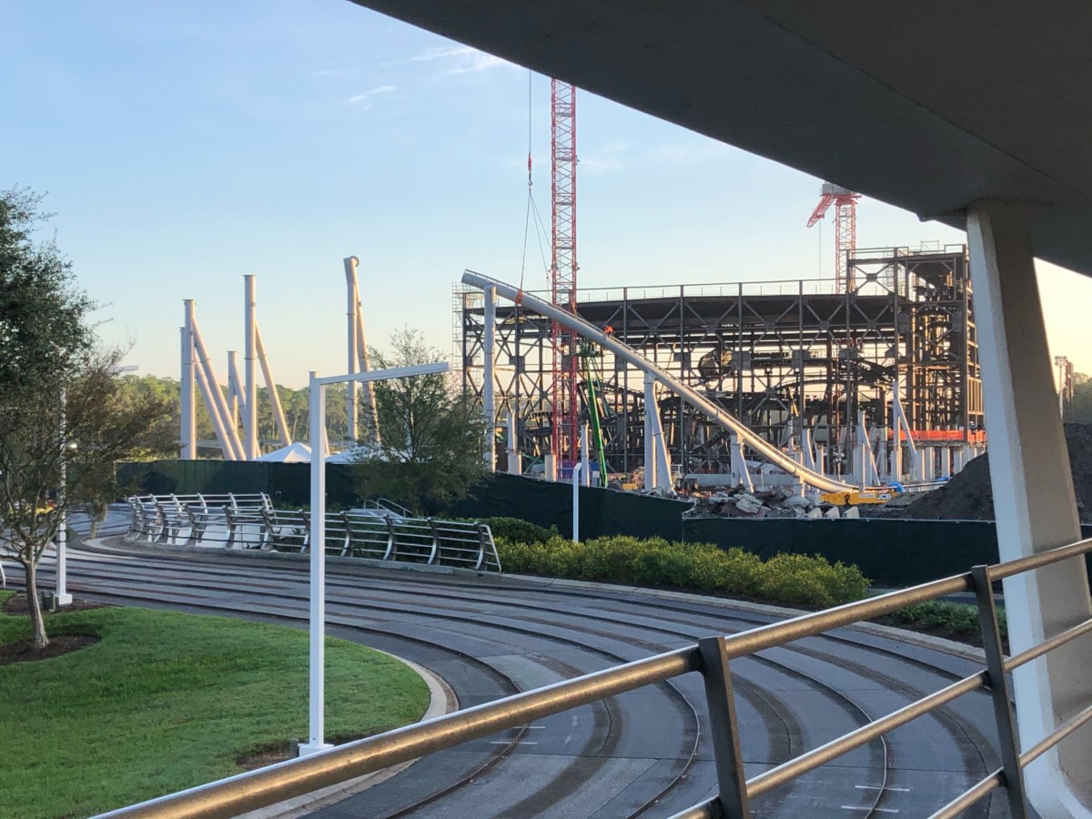 First Exterior Roller Coaster Track Pieces Installed for TRON Lightcycle Run at the Magic Kingdom