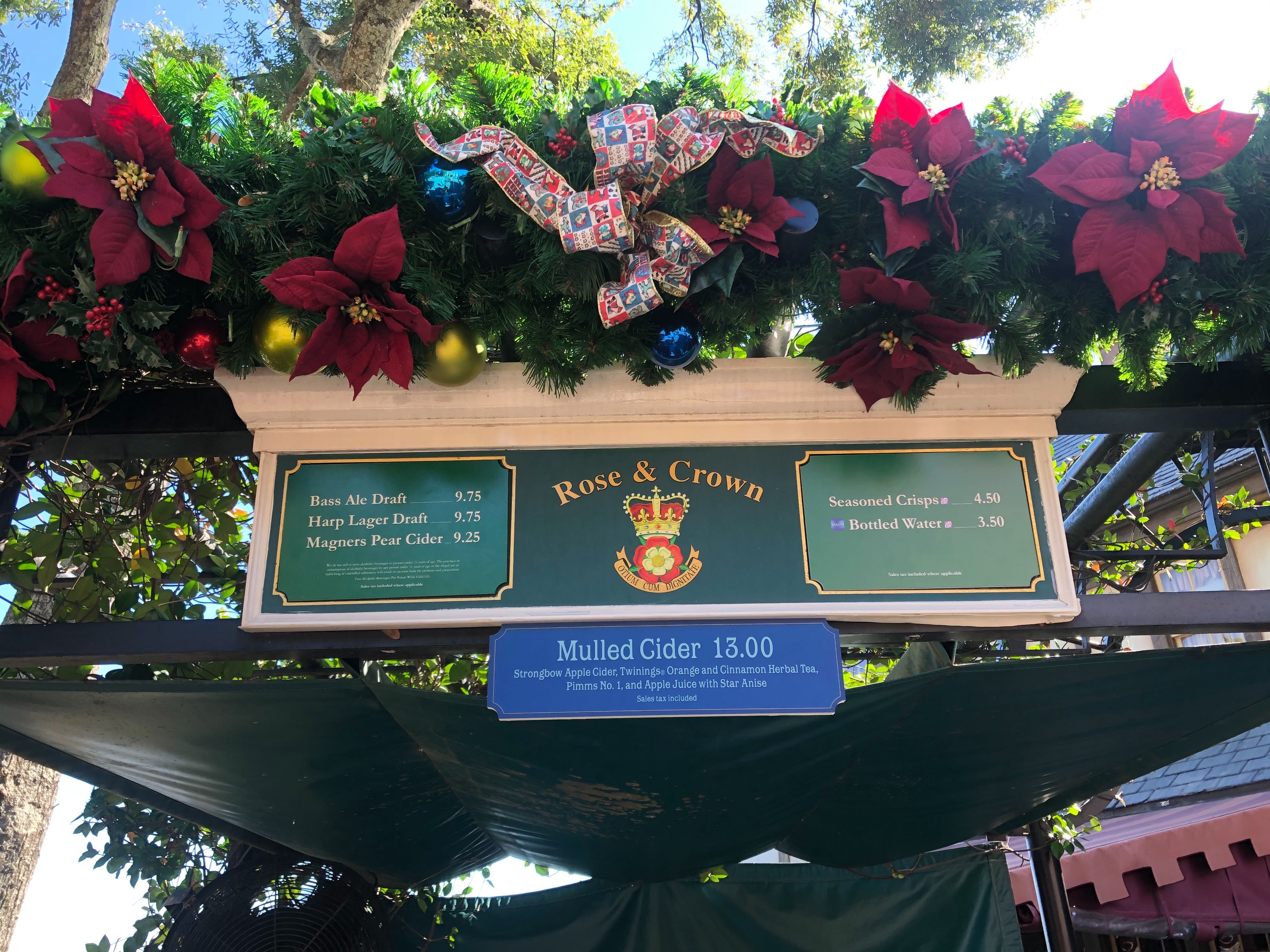 Menu for UK Beer Cart at the EPCOT International Festival of the Holidays