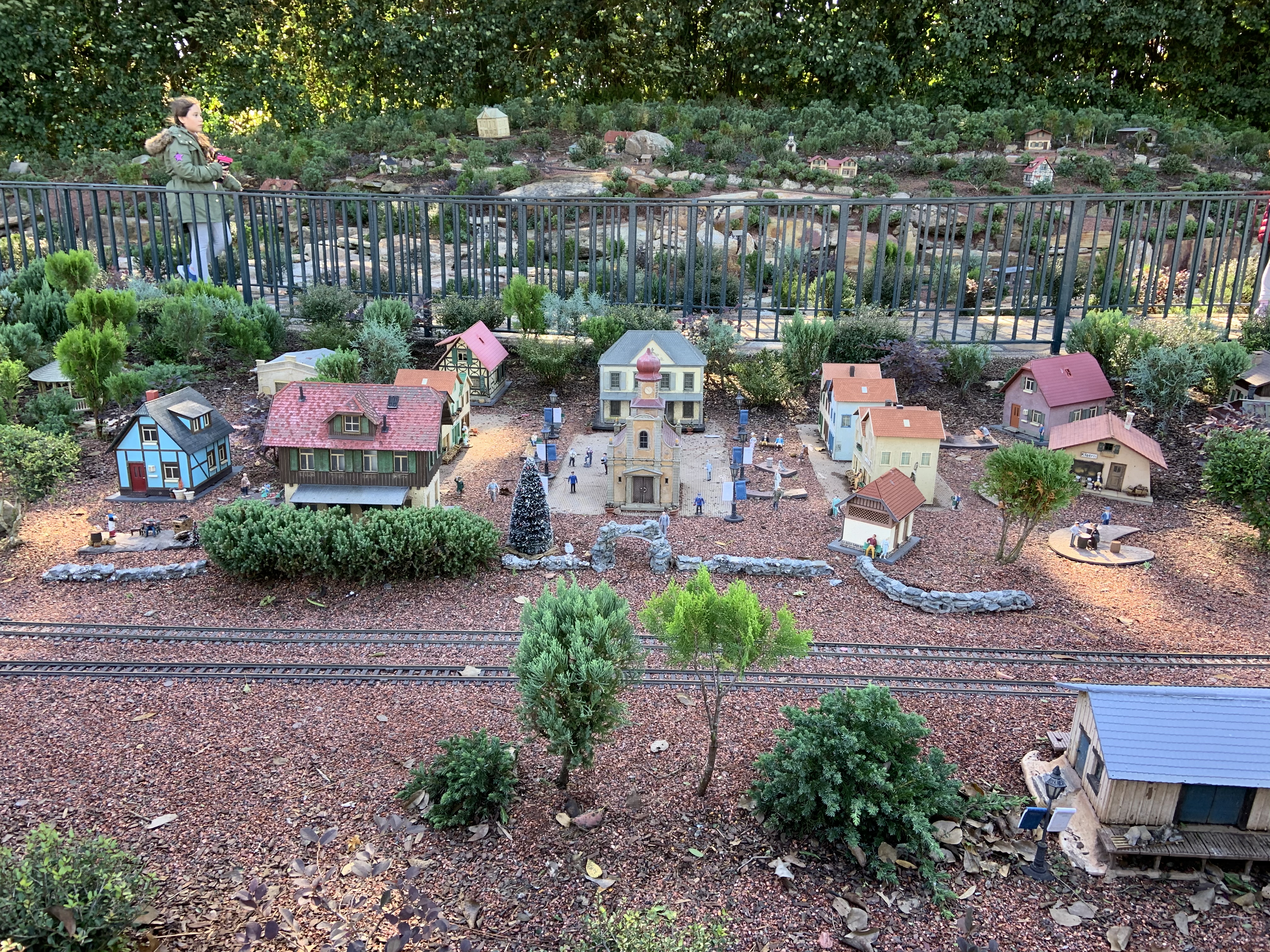 Germany train village with Festival of the Holidays signs 2