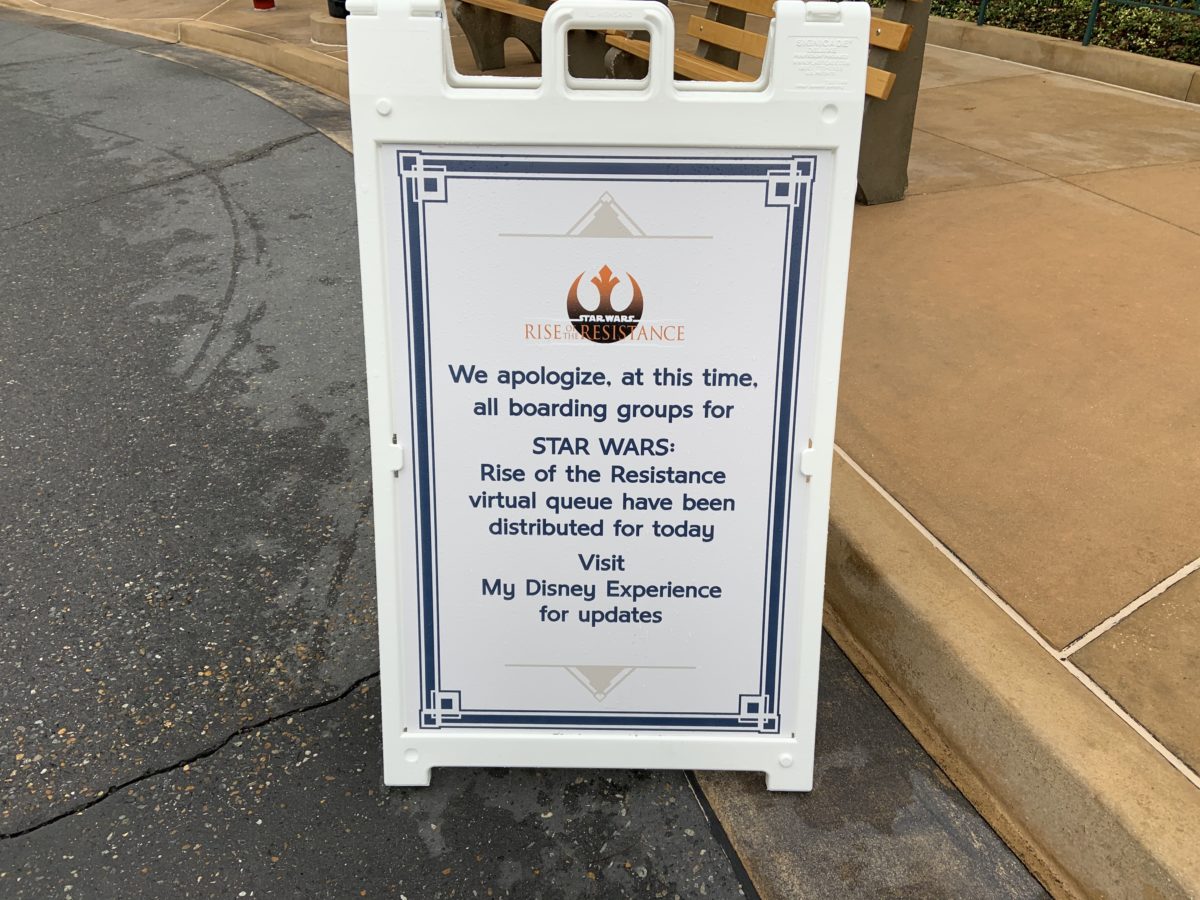 Boarding pass out sign Rise of the Resistance 12/13/19