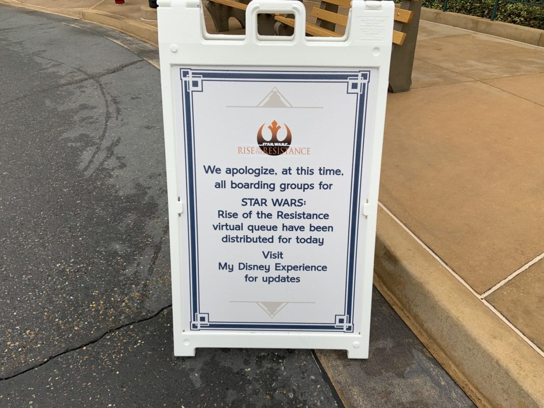 Boarding pass out sign Rise of the Resistance 12/13/19