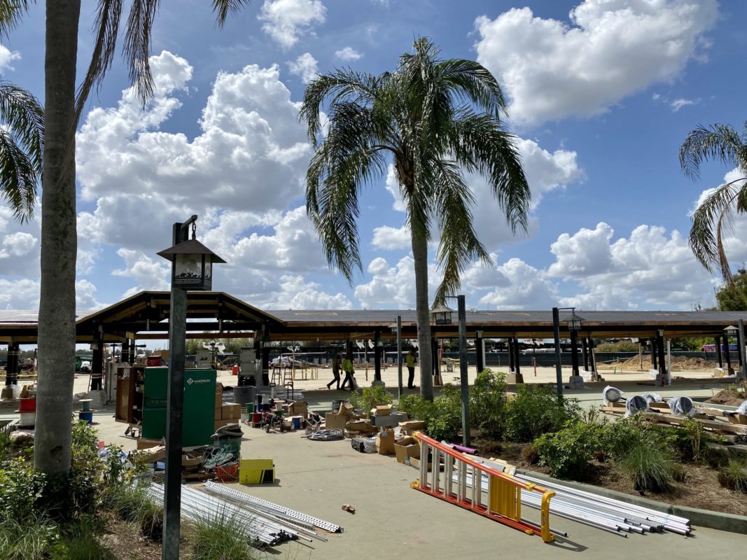 Construction to the entrance area of Disney’s Animal Kingdom has been underway for some time now, and has had some significant visual progress recently. We stopped by for an extensive photo tour of outside and inside the scrimmed off area.