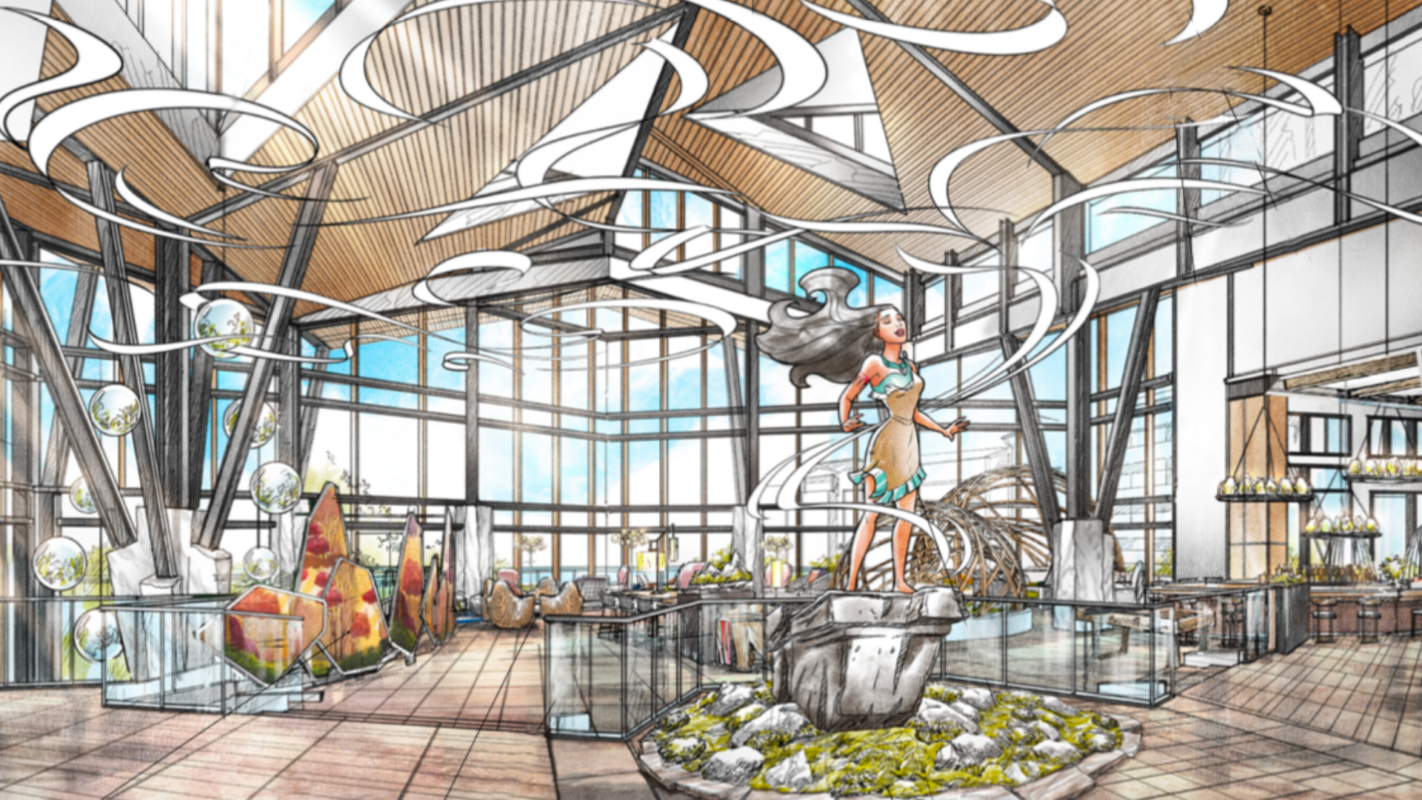 Reflections A Disney Lakeside Lodge Concept Art featuring Pocahontas