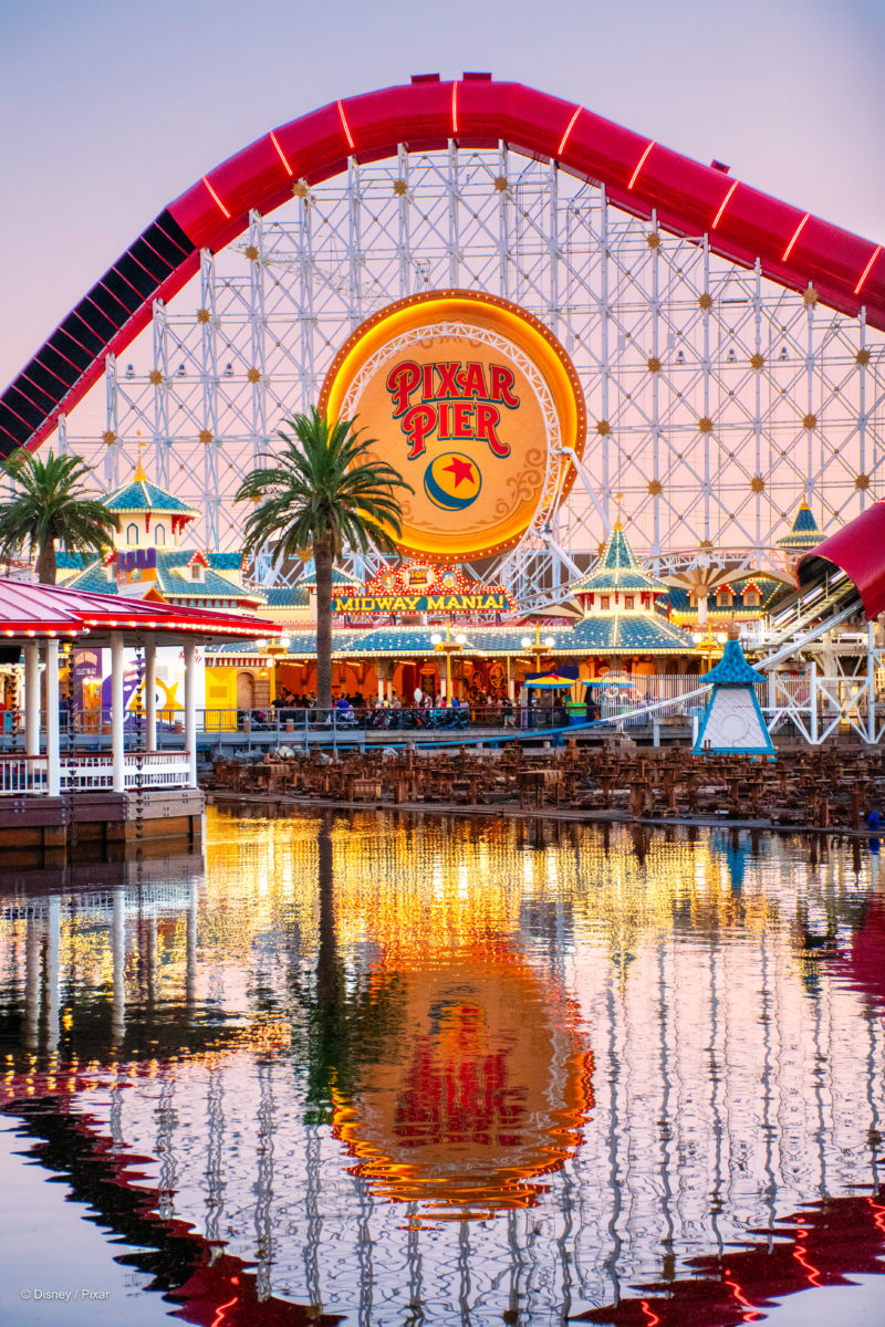 Incredicoaster loop inversion, Pixar Pier, Disney California Adventure