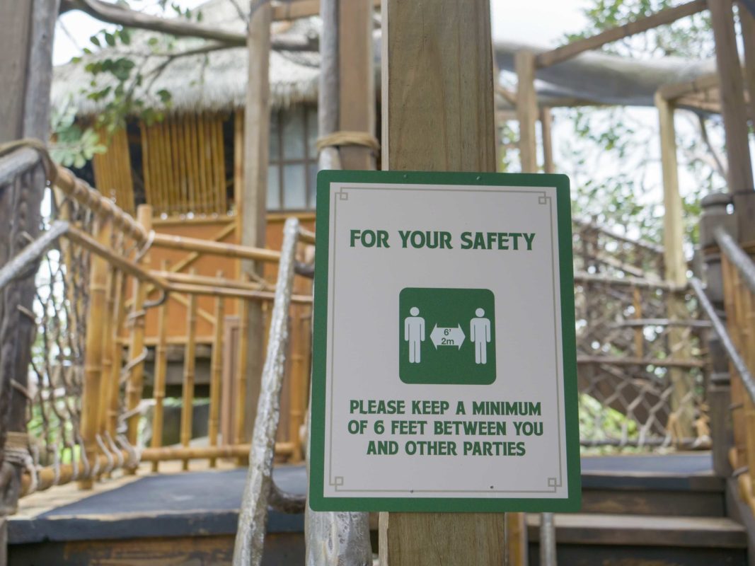 swiss family robinson treehouse social distance sign
