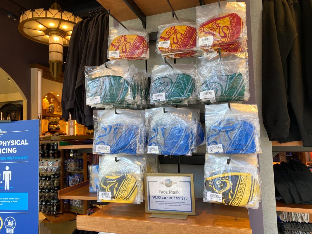 Harry Potter Hogwarts Face Masks at Universal Studios Hollywood Aug 3, 2020