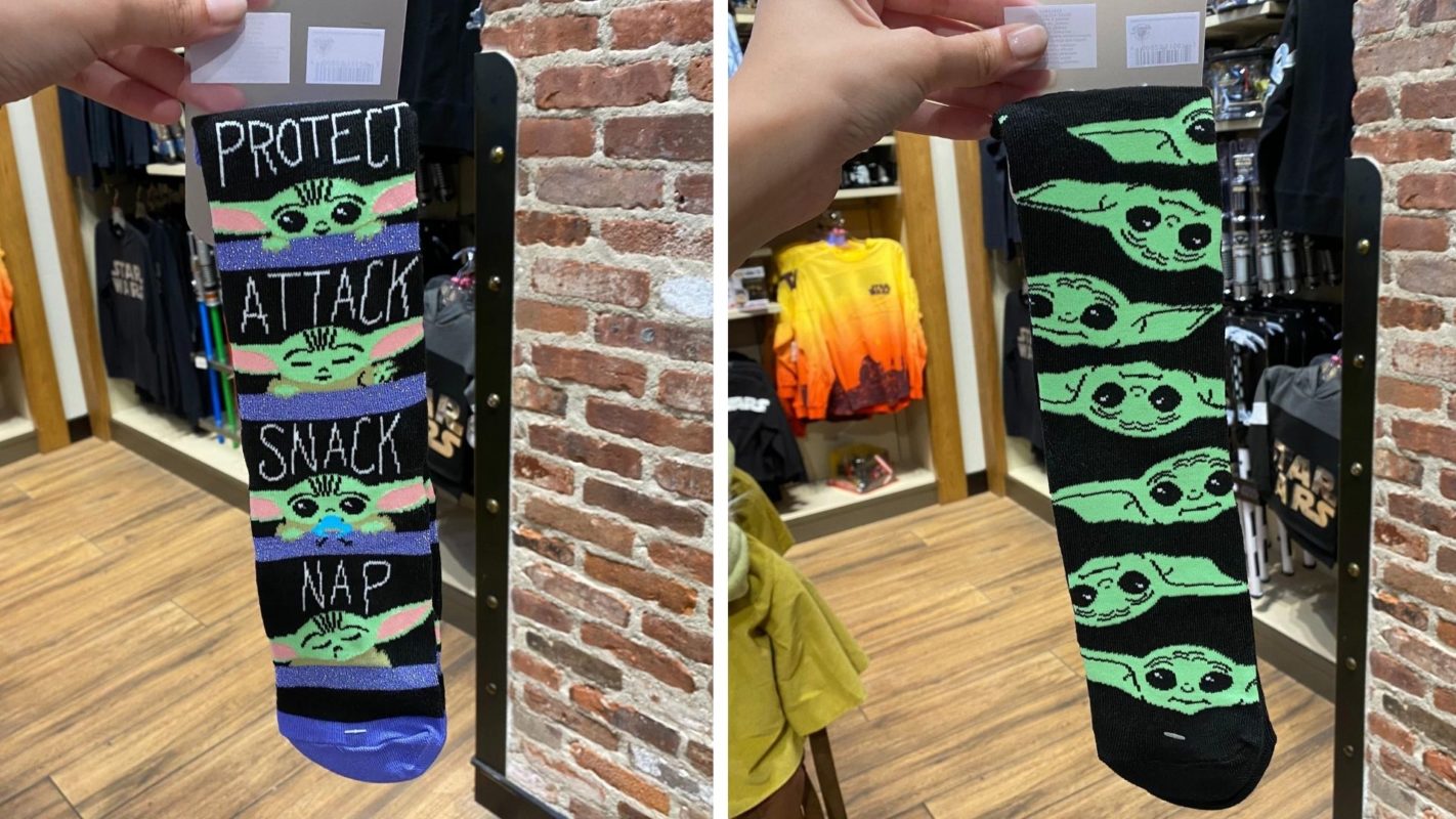 Baby Yoda "The Child" socks at World of Disney in Downtown Disney at Disneyland Resort
