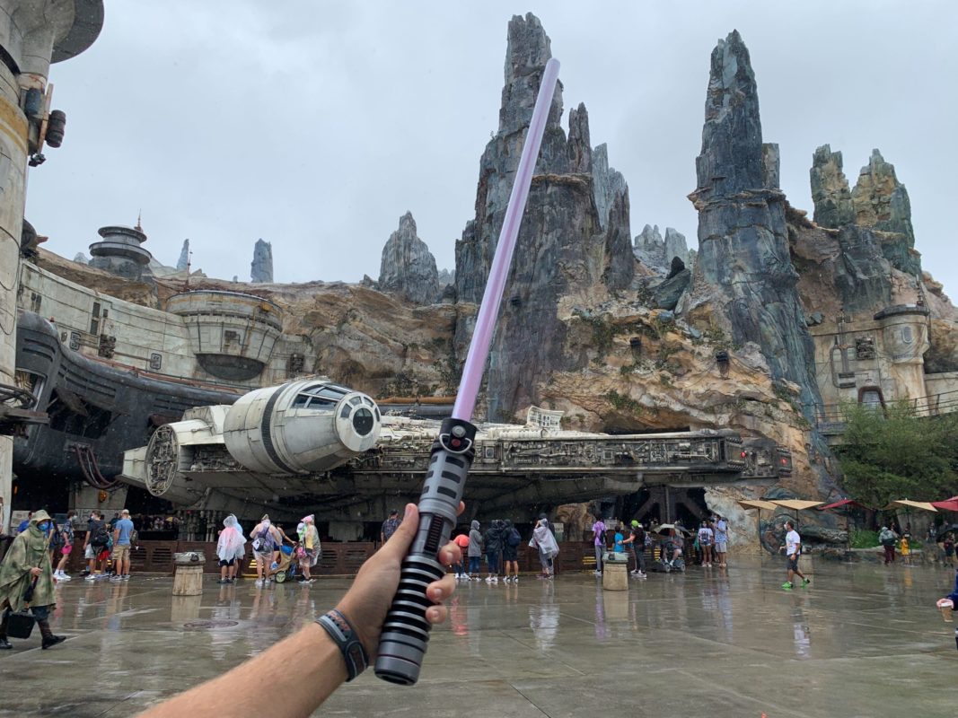 A custom handbuilt Lightsaber from Savi's Workshop at Disney's Hollywood Studios.