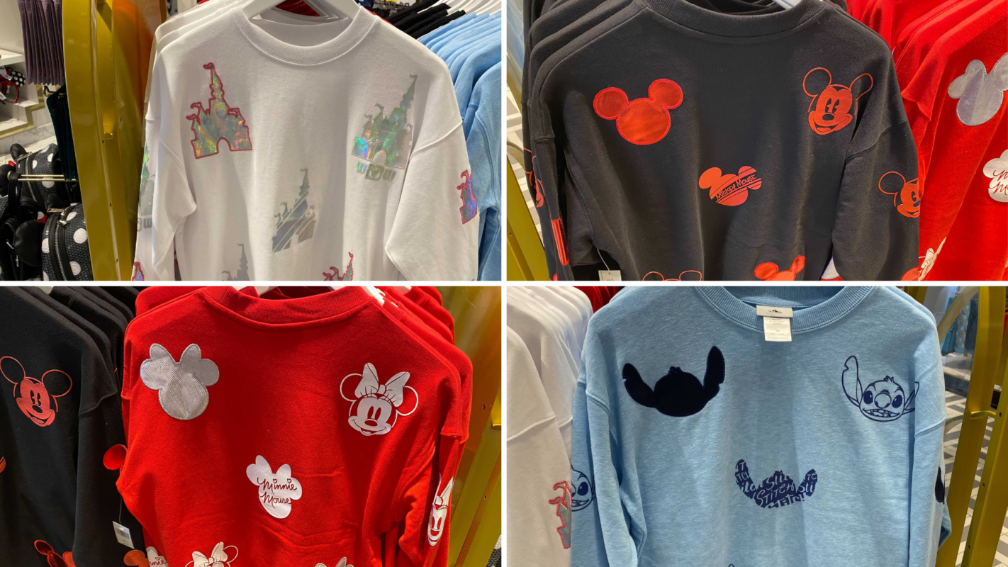 mickey-minnie-stitch-cinderella-sweatshirts-collage