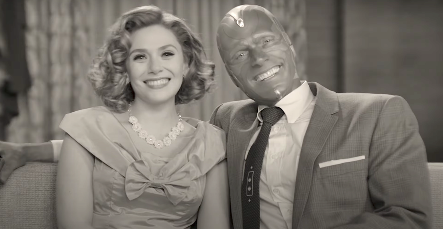 Wanda and Vision in black-and-white for Wandavision