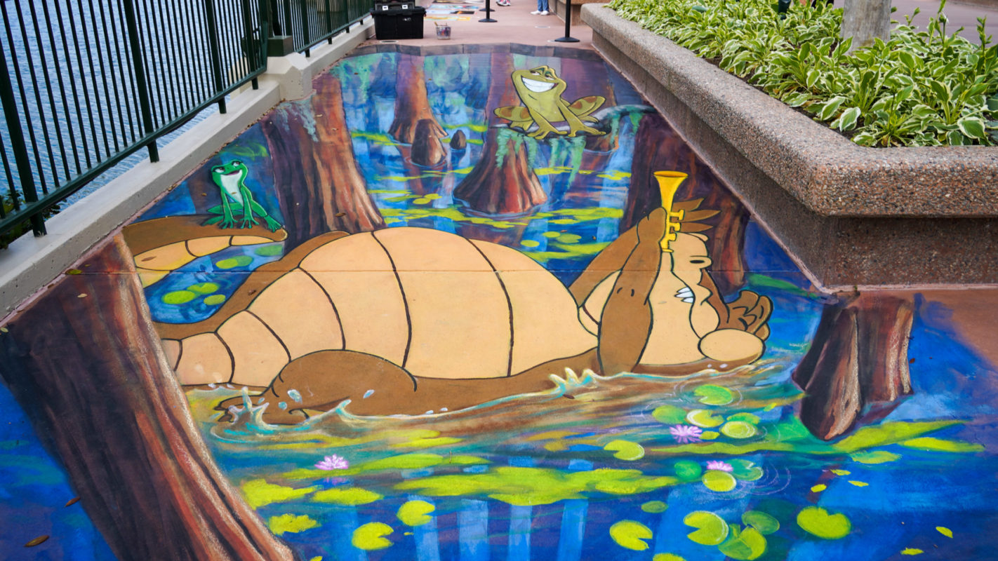 Princess and the Frog Perspective Chalk Art at EPCOT International Festival of the Arts