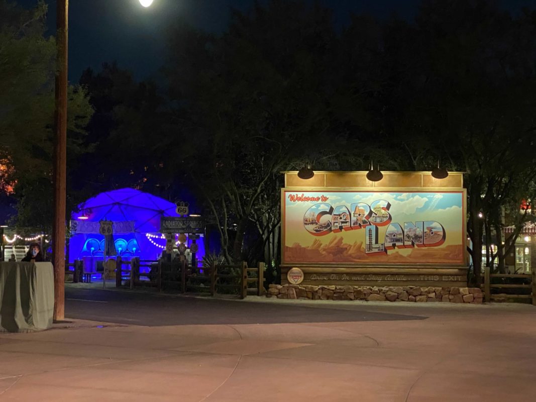 Cars land at night