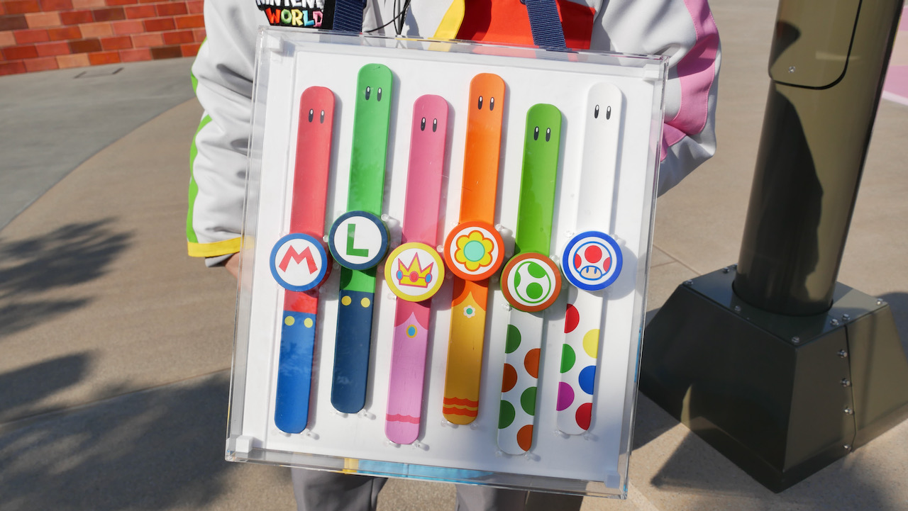 Super Nintendo World Power-Up Bands display in Universal Studios Japan