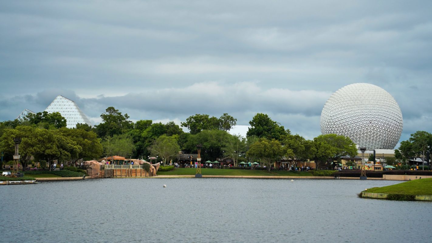 Spaceship Earth and Imagination Pavilion with Storms Approaching