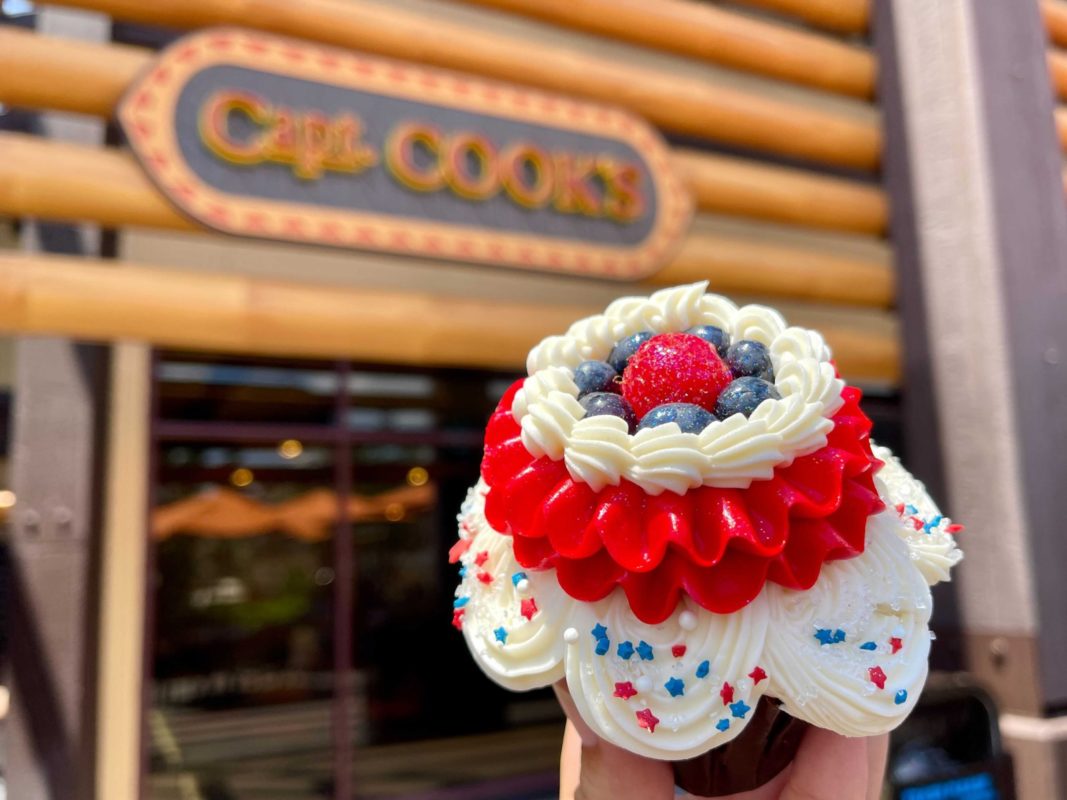 New Memorial Day cupcake with white chocolate mousse at Capt. Cook's at the Polynesian Village Resort in Walt Disney World