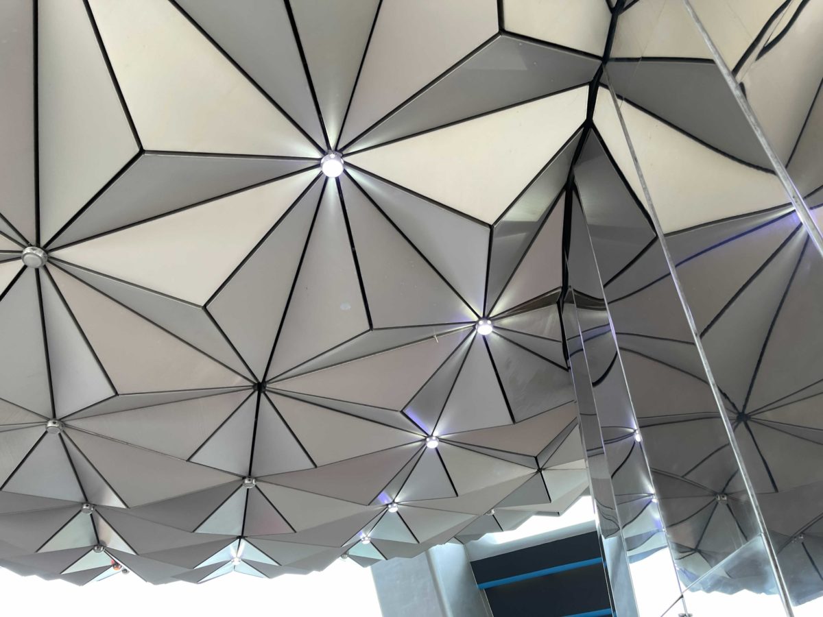 Points of light on Spaceship Earth in EPCOT