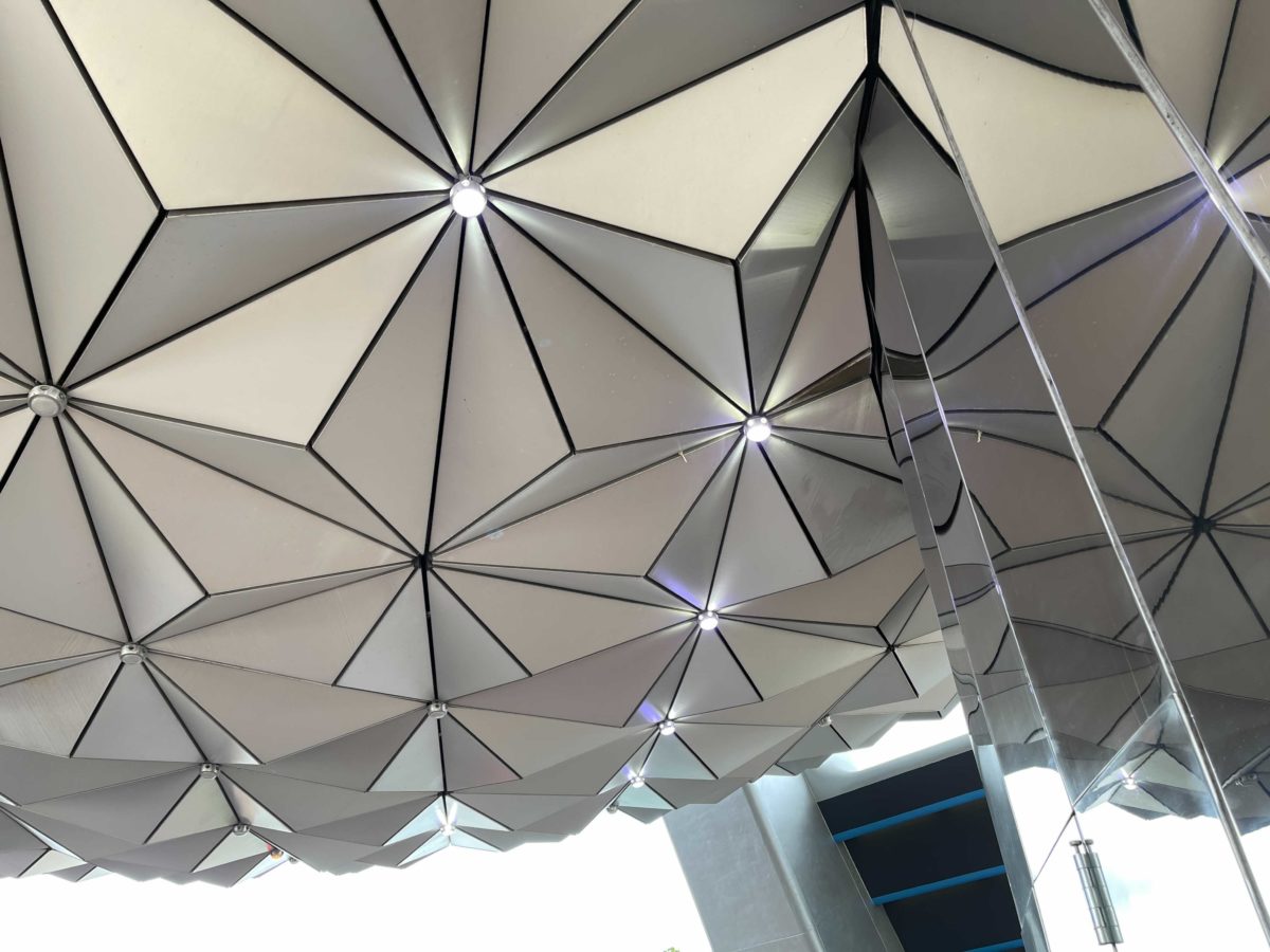 Points of light on Spaceship Earth in EPCOT
