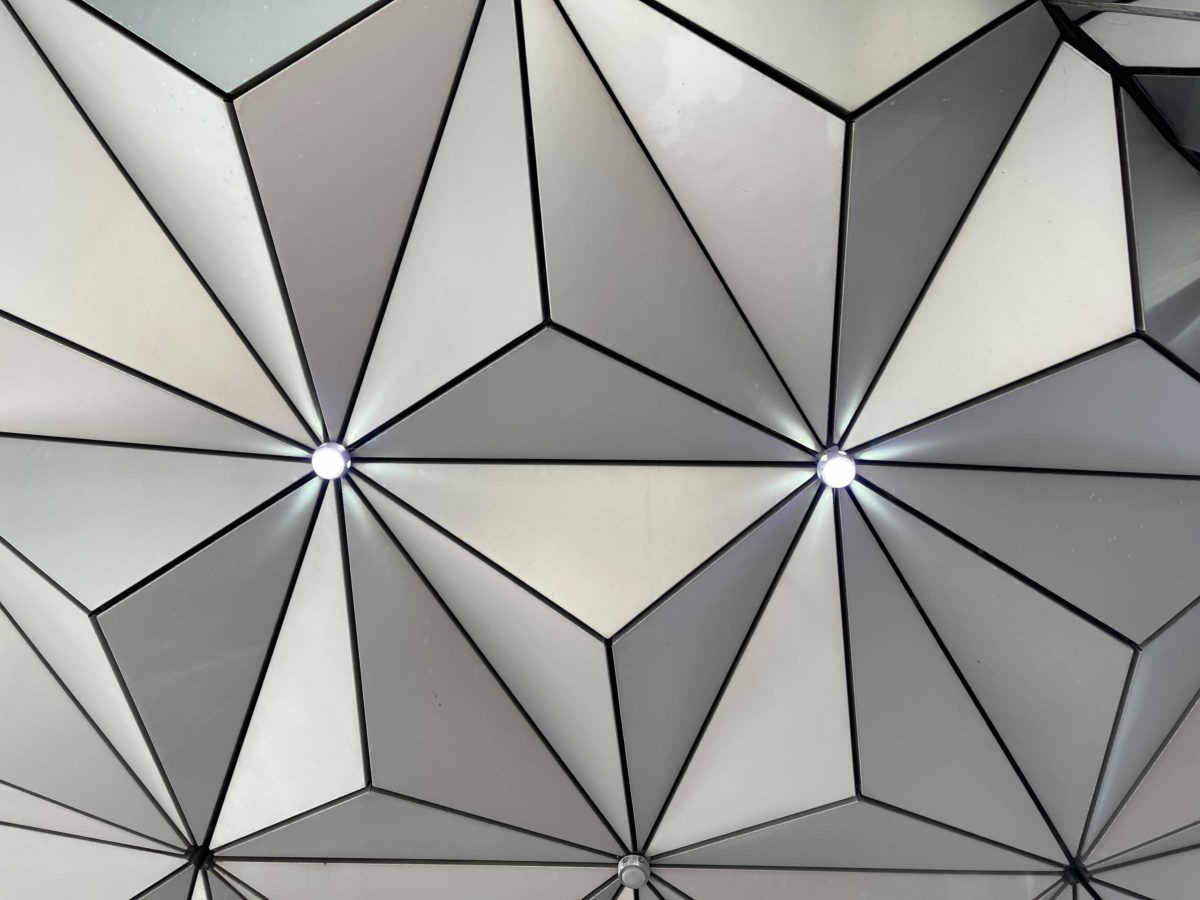 Points of light on Spaceship Earth in EPCOT