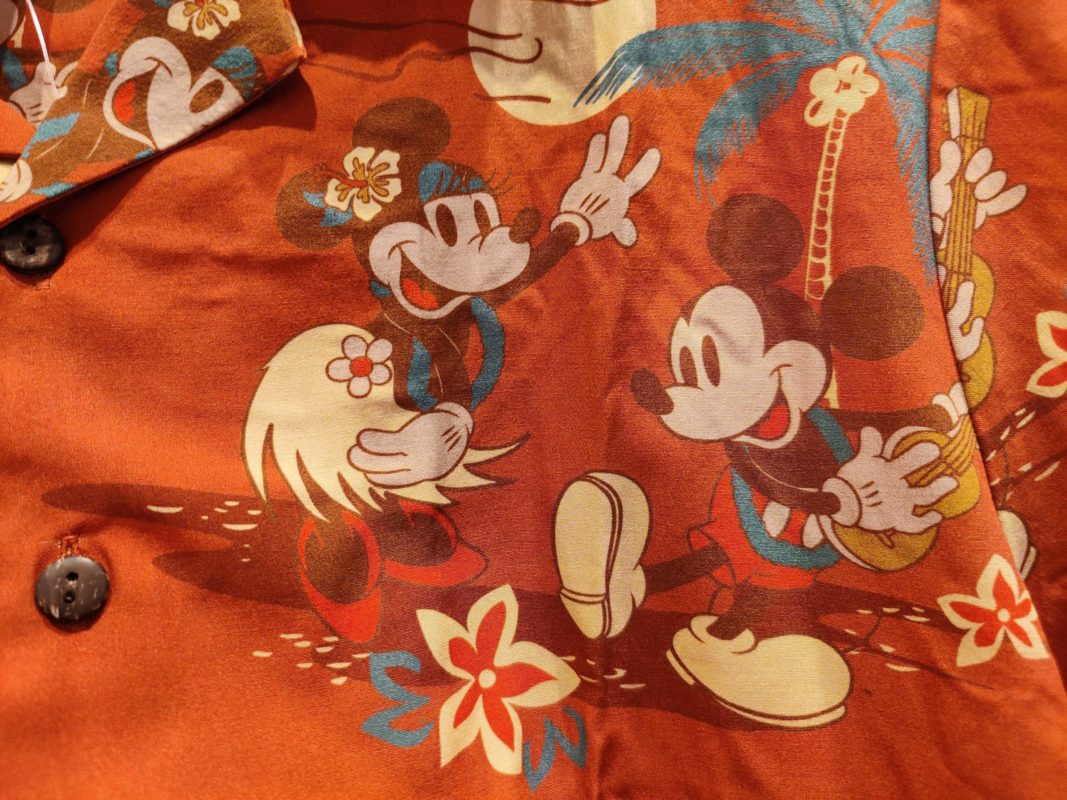 New Hawaiian Print Mickey and Minnie Mouse button down shirt in Hollywood Studios at Walt Disney World