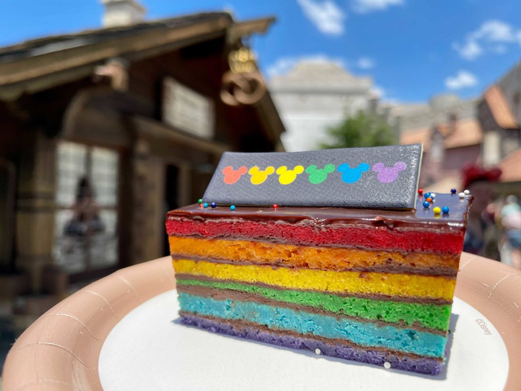 New Mickey Mouse Rainbow Cake released for Pride Month at Kringla Bakeri Og Kafe in EPCOT at Walt Disney World