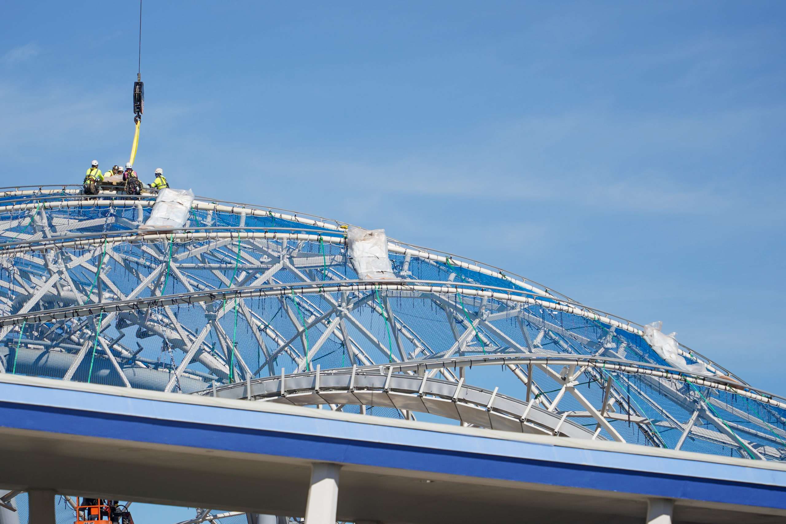 TRON Lightcycle Run canopy roof installation