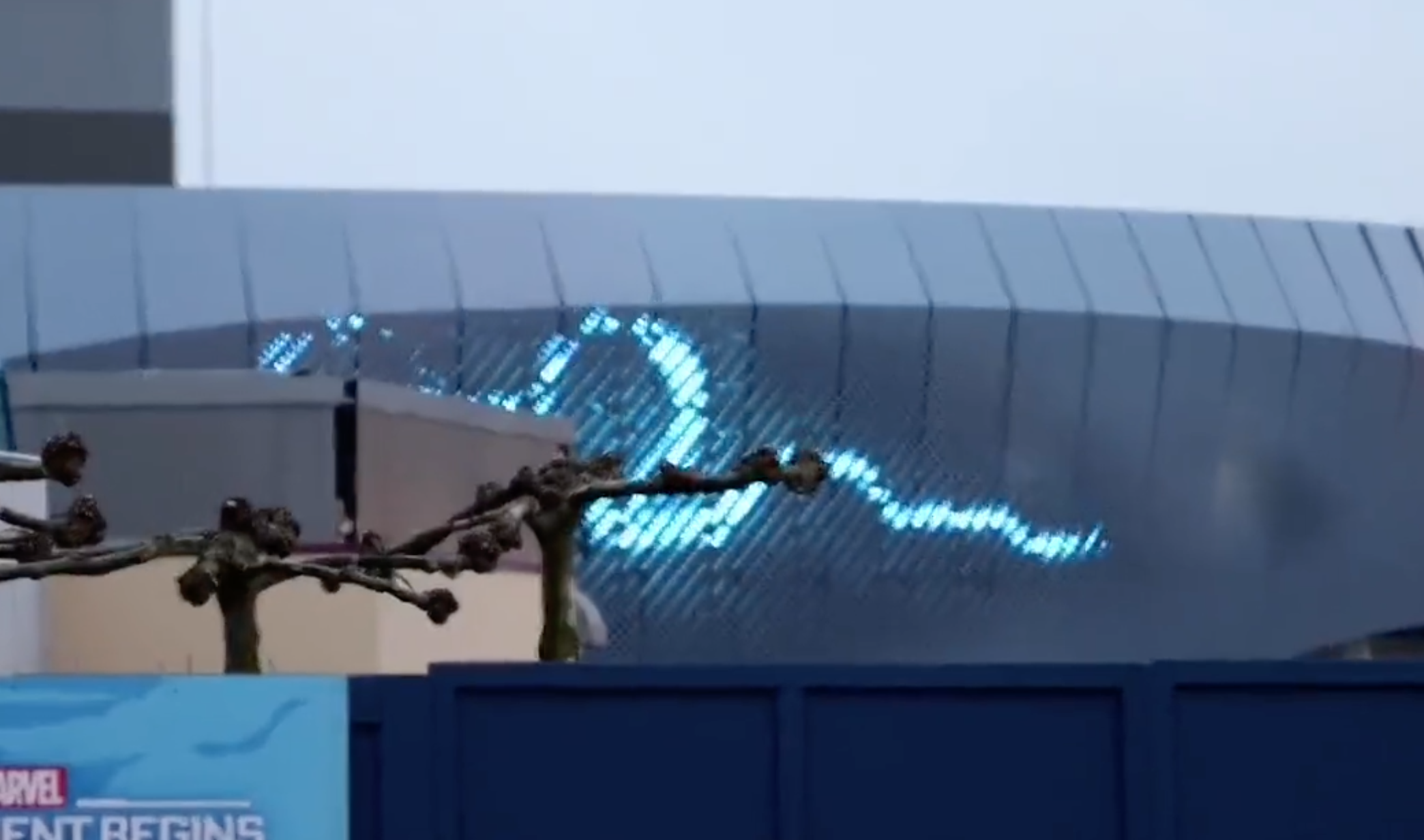 Lights on Iron Man coaster façade