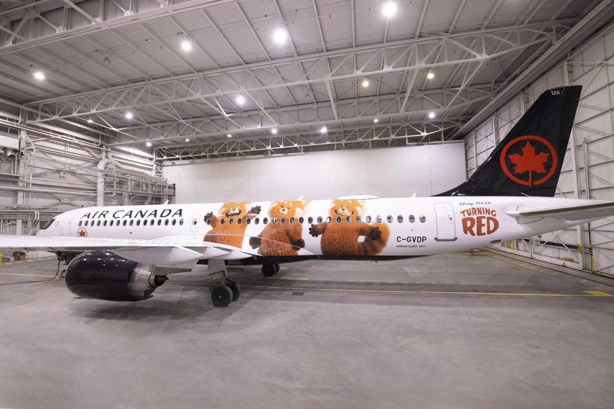 Turning Red Air Canada plane