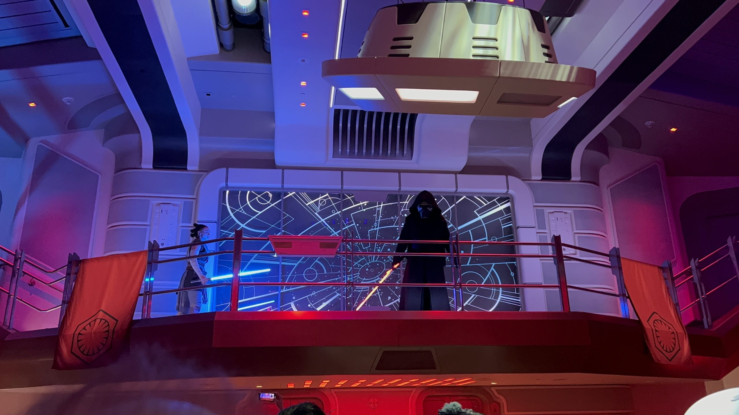 Rey and Kylo Ren on Star Wars: Galactic Starcruiser