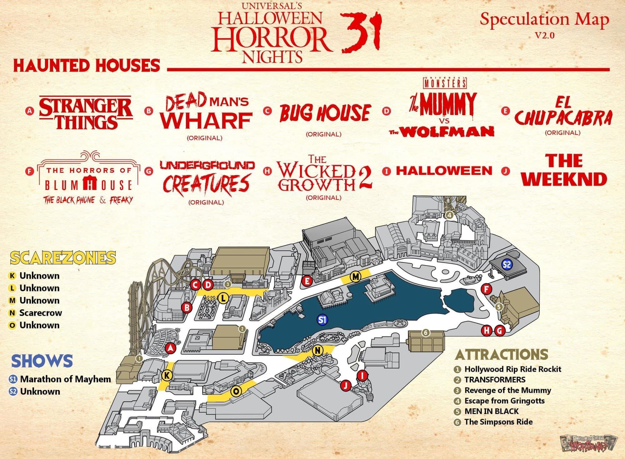 Halloween Horror Nights 31 speculation map